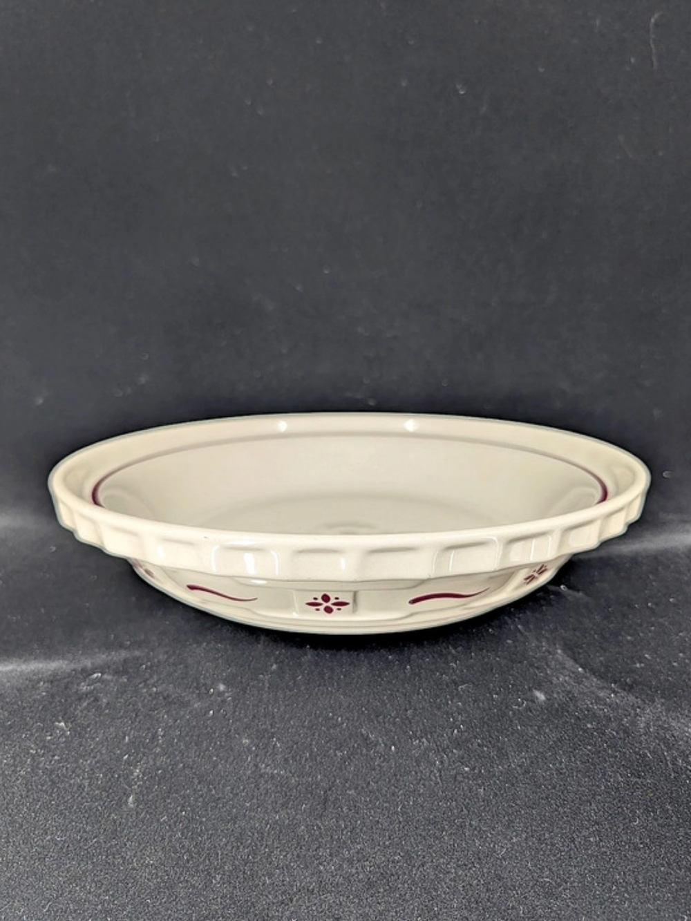 Longaberger Woven Traditions Heritage Red 10" Pie Baking Plate Cream & Red